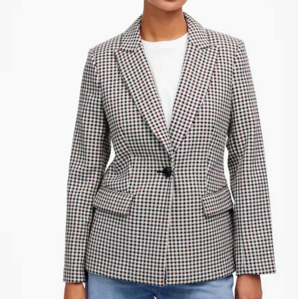 NEW! MADEWELL Alston Gingham Wool Blend Twill Slim Fit Tailored Blazer 12. - Picture 2 of 14